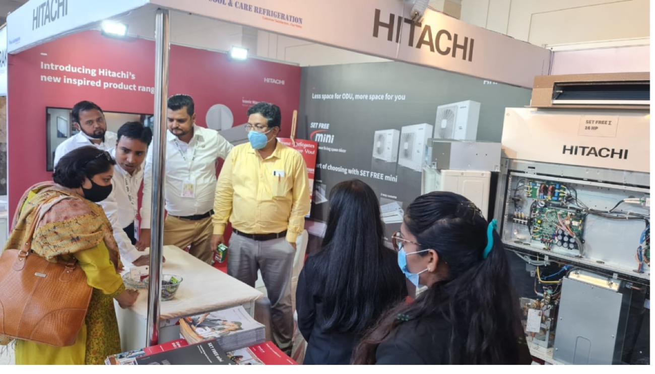 Cool & Care Refrigeration team at their Hitachi expo booth in Ranchi