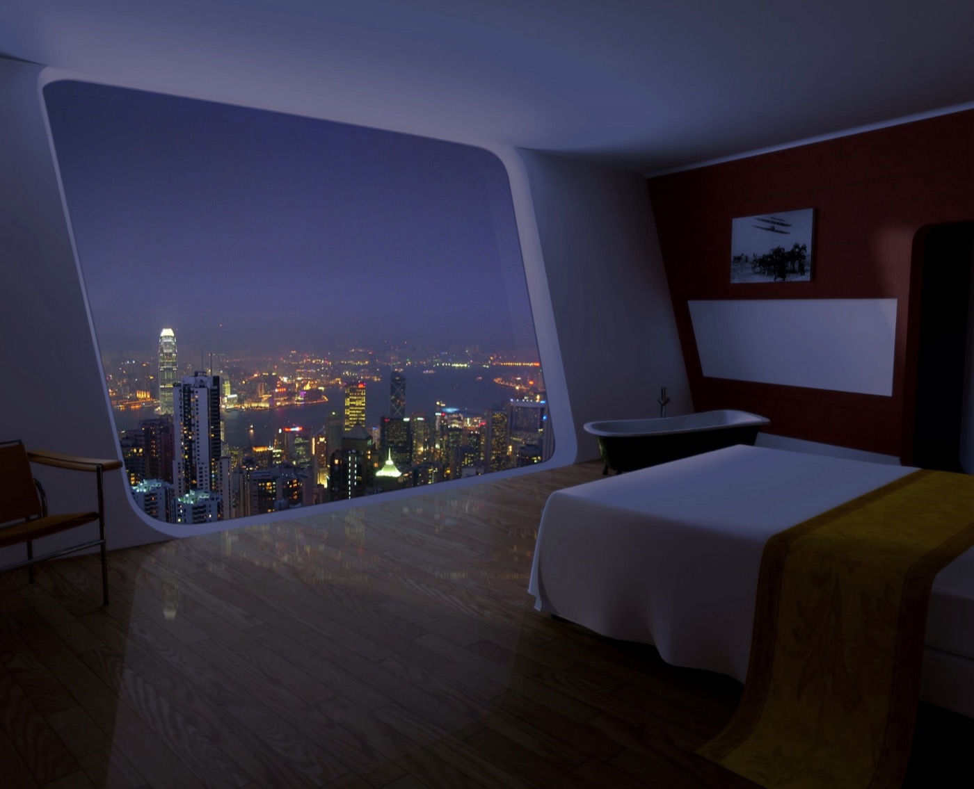 Premium residential interior cooled by Hitachi air conditioning